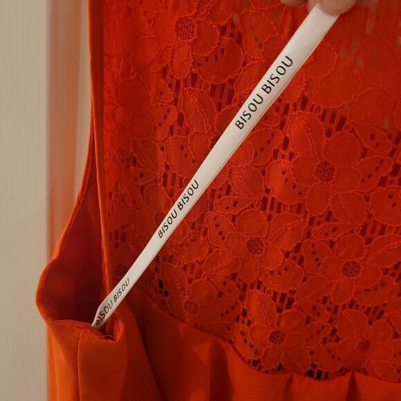 Bisou Bisou Orange Sleeveless Fitted Dress Size 10 - Picture 8 of 10